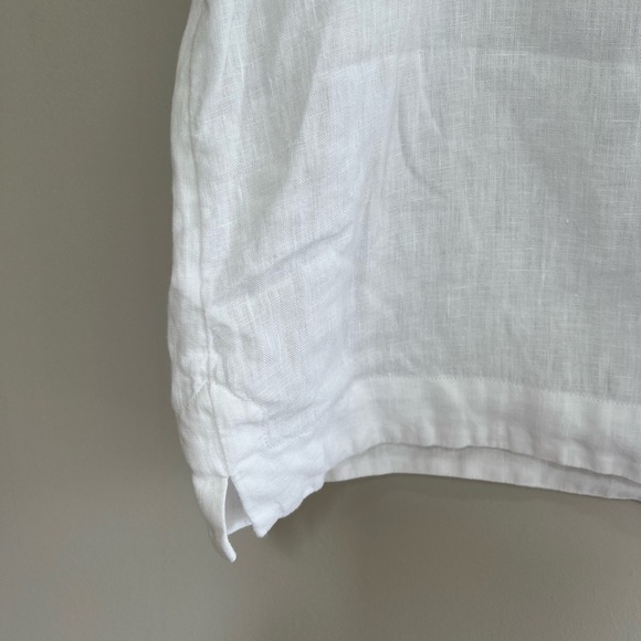 J. CREW Short Flutter Sleeve 100% Linen V-Neck Top in White, size S - Picture 4 of 9